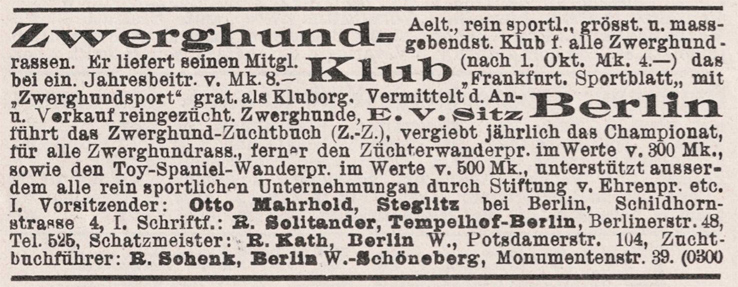 Zwerghund-Klub früher Schoßhund-Club Berlin